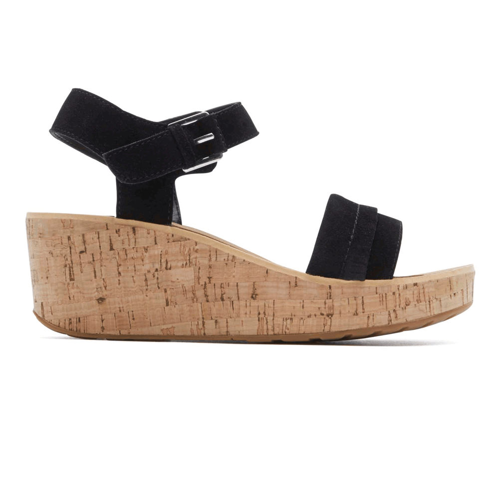 Sandálias Rockport Mulher Pretas - Weekend Casuals Lanea Quarter-Strap - 51869MGUP